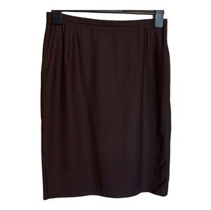 Bill Burns New York Skirt, Brown Striped, Size 12 100% Wool Lined